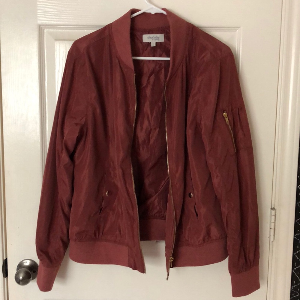 CHARLOTTE RUSSE MAUVE MAROON/ PINK BOMBER JACKET